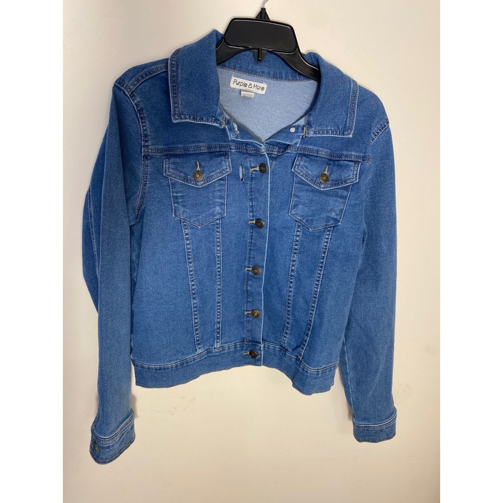Purple & More Blue Denim Jacket Women's Small Button Front Jean Coat